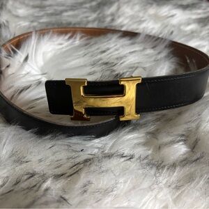 Hermes Black and Gold Women's Belt